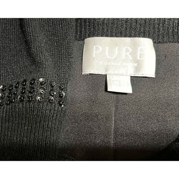Pure Collection Beaded Wool Cardigan Long Sleeve Sweater Size 12 - Picture 2 of 4
